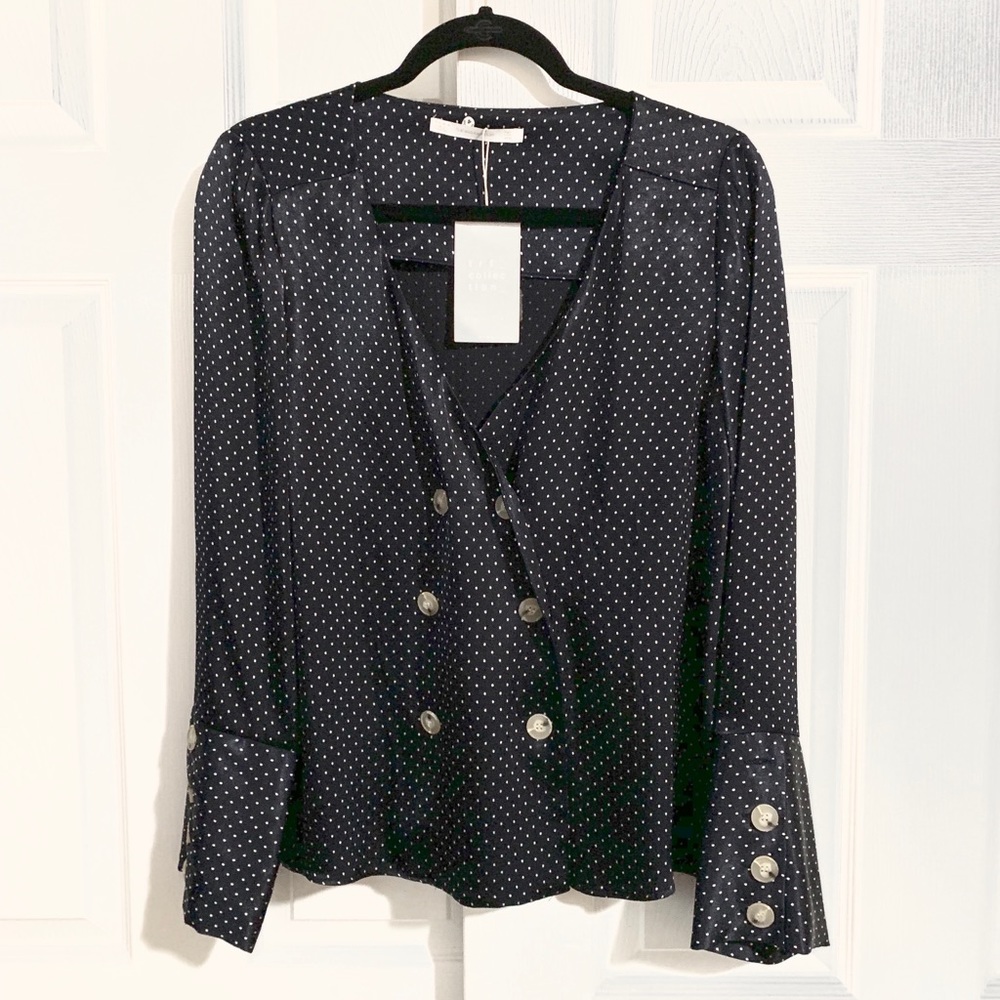 Zara L women’s overlay blazer top blouse polka dot